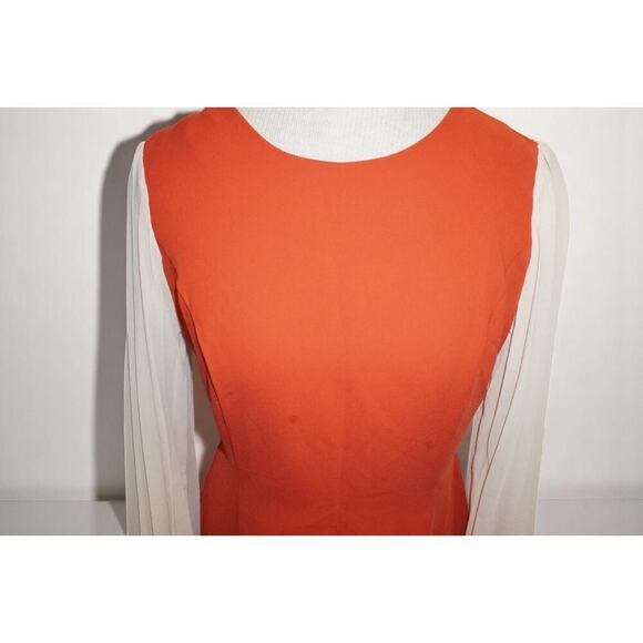 Browns Orange Mini Dress with Sheer Pleated Sleeves – Size M – Mod Retro Lined - Picture 3 of 10